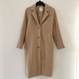 Abercrombie & Fitch Dad Coat Size Small Camel Tan Wool Blend Long Trench Jacket